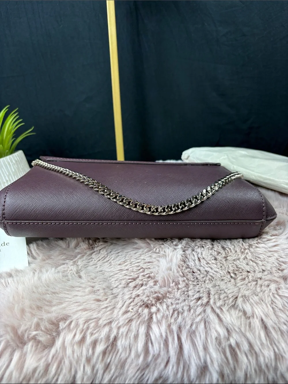 Kate Spade Laurel Way Greer Saffiano Leather Crossbody Bag Chocolate Cherry NWT